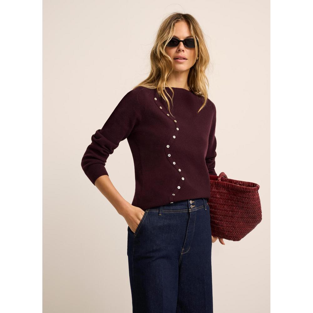 Mint Velvet Burgundy Cotton Blend Knit Top